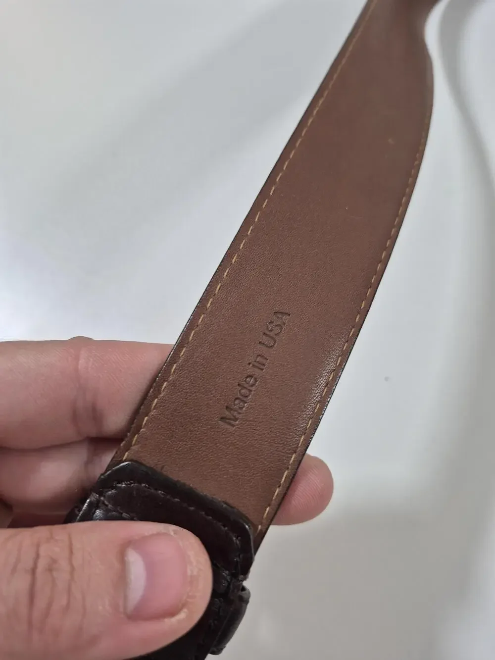 Allen Edmonds Belt Men's 32 Brown Leather Dress Handcrafted USA Logo Buckle